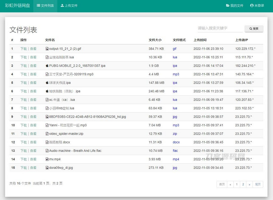 彩虹外链网盘V5.3新增用户系统与分块上传-ABC源码网